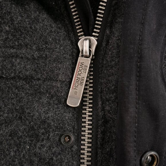 WOOLRICH Onyx charcoal grey heavy wool blend parka length winter jacket size L - Picture 5 of 14